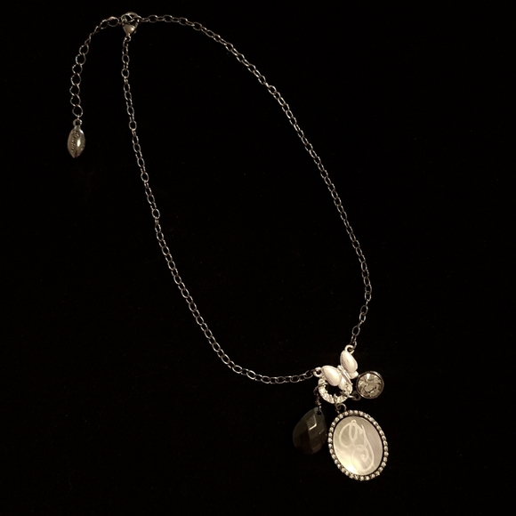 Guess Black and Silver Butterfly Mother of Pearl Necklace - Picture 1 of 2